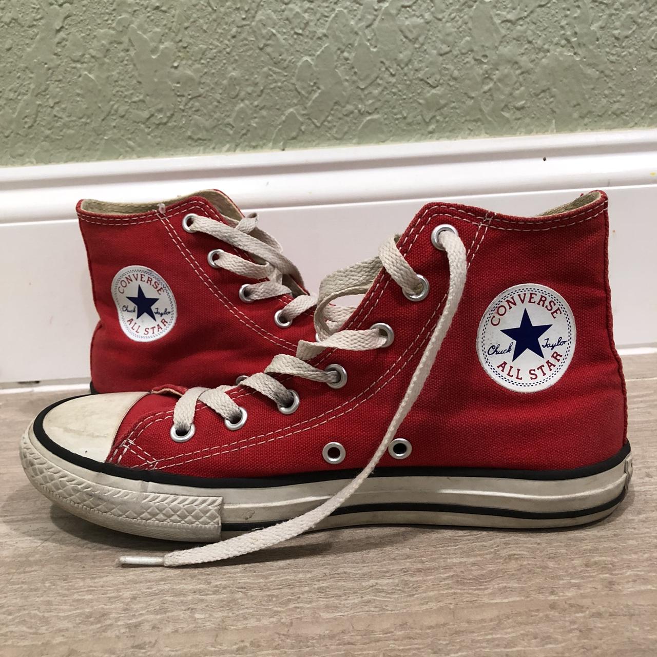 red high top converse size 3!! very good condition,... - Depop