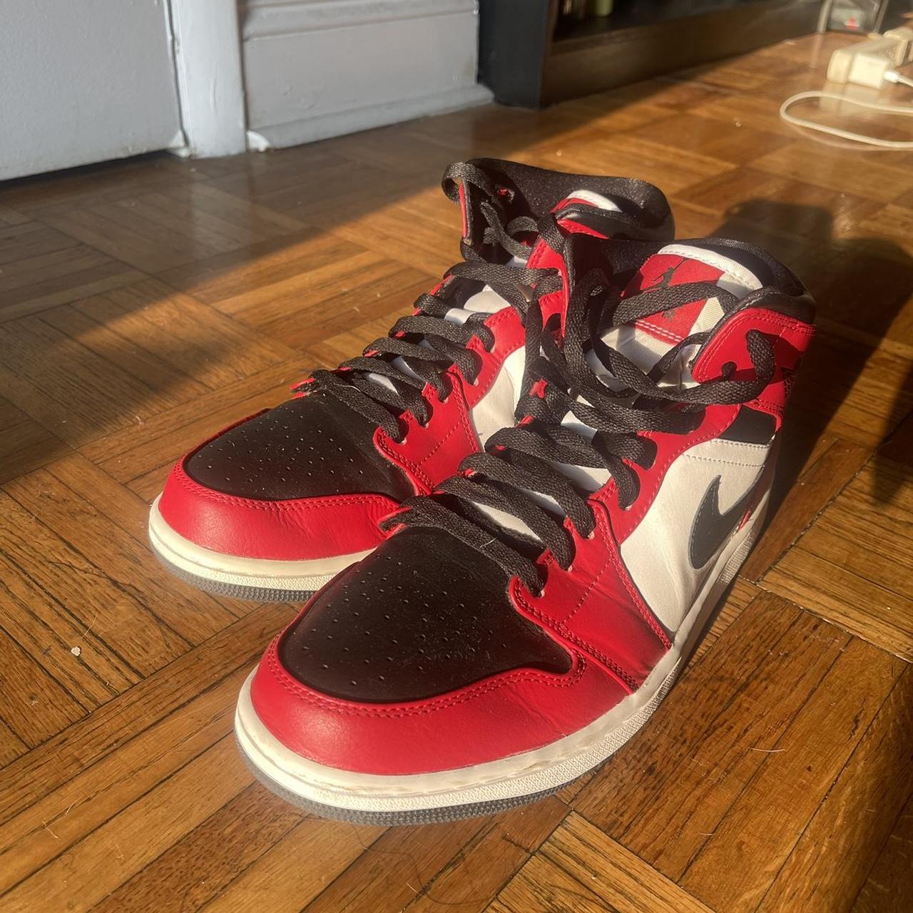 red black and white high top air force ones