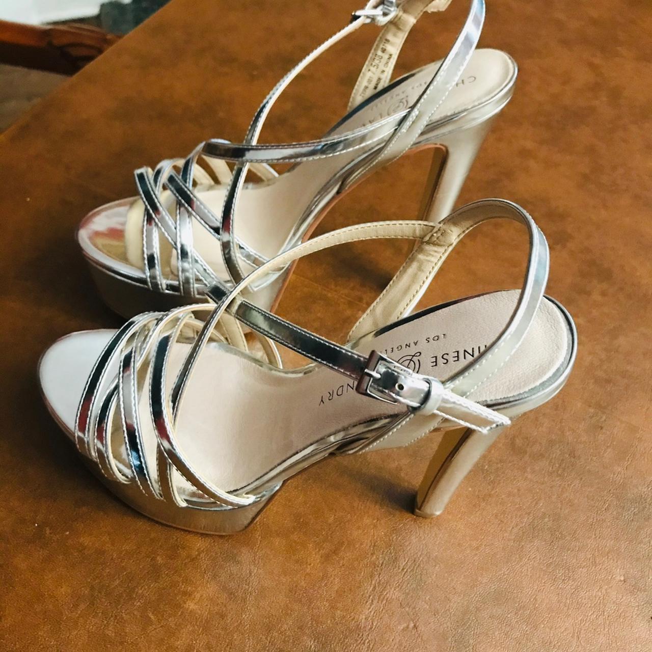 metallic platform heels