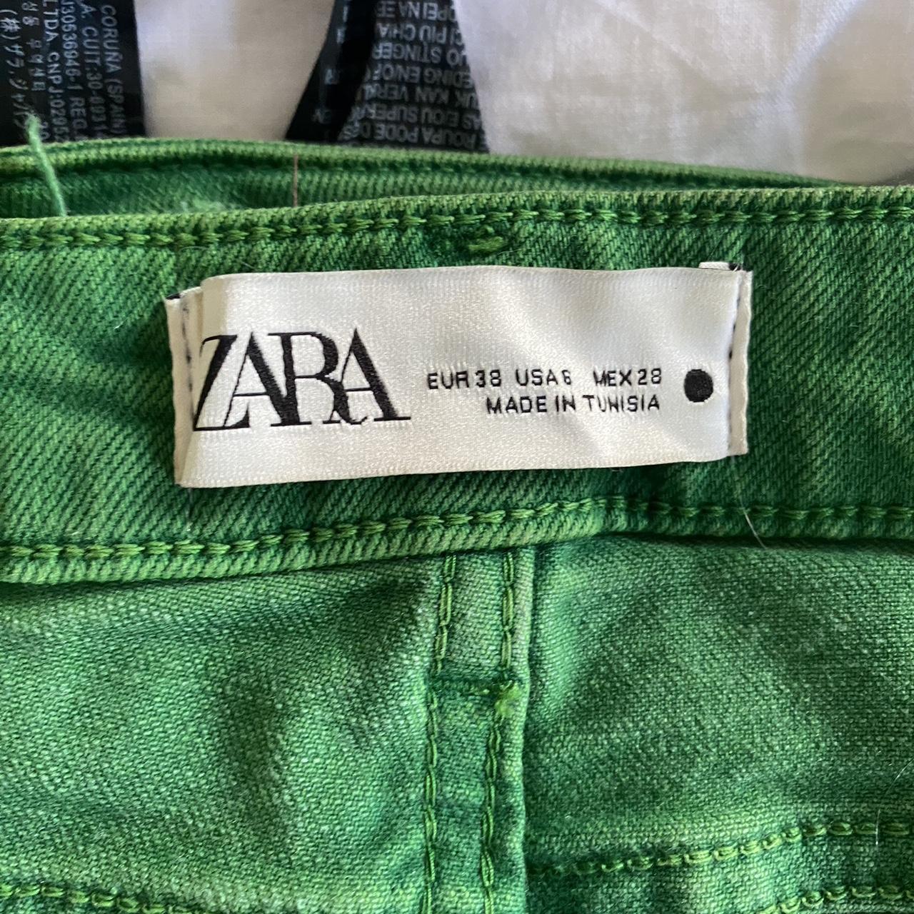 zara green high waisted flared jeans size 10 zara... Depop