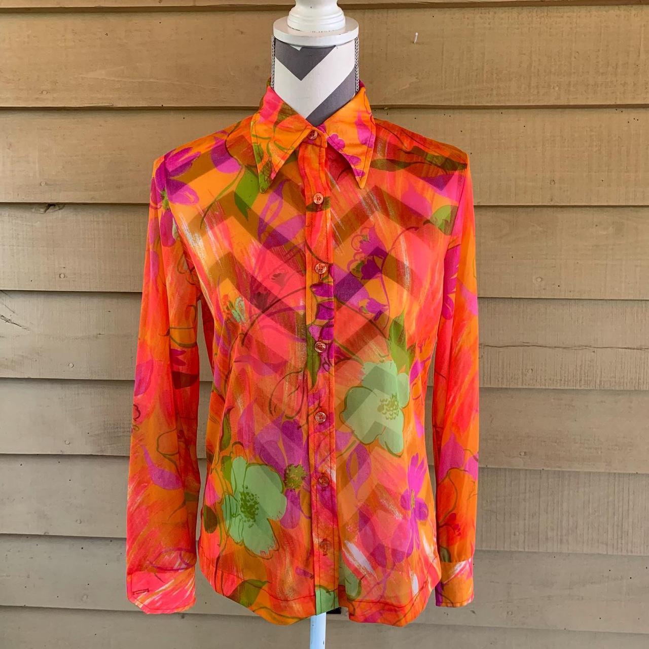 Women's Orange and Pink Blouse | Depop