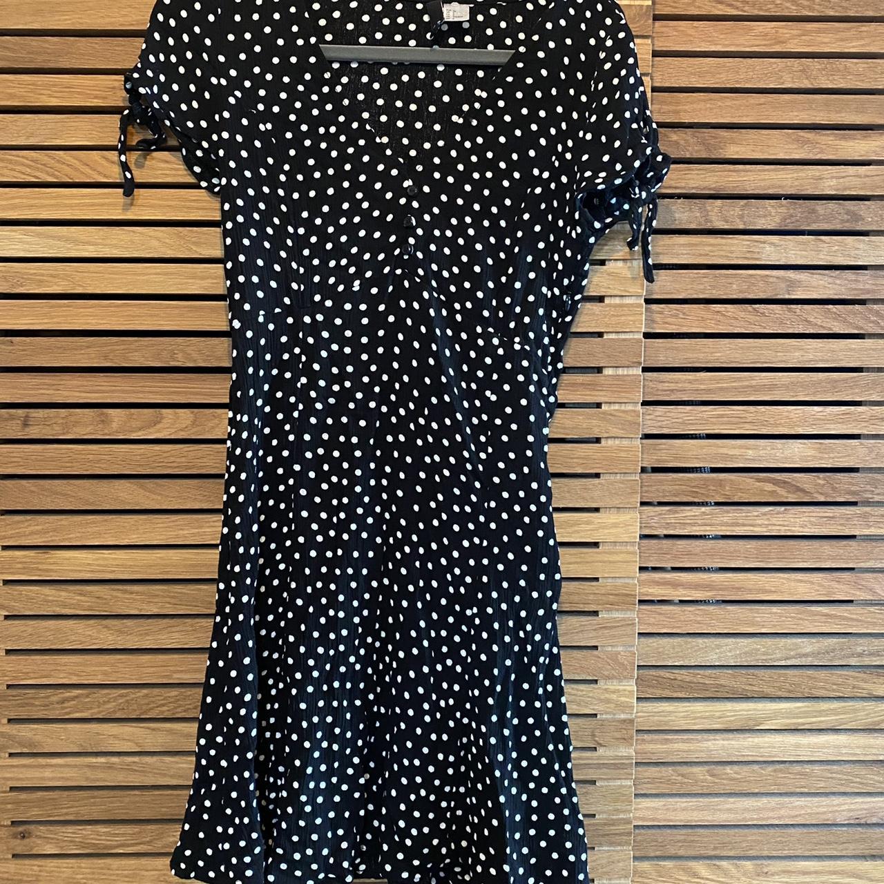 H&M tea dress. Black and white tea dress with button... Depop