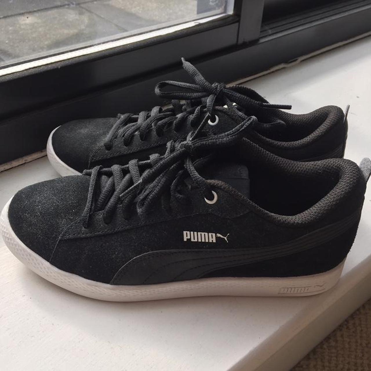 Black Puma sneakers. Only worn a couple of times,... - Depop