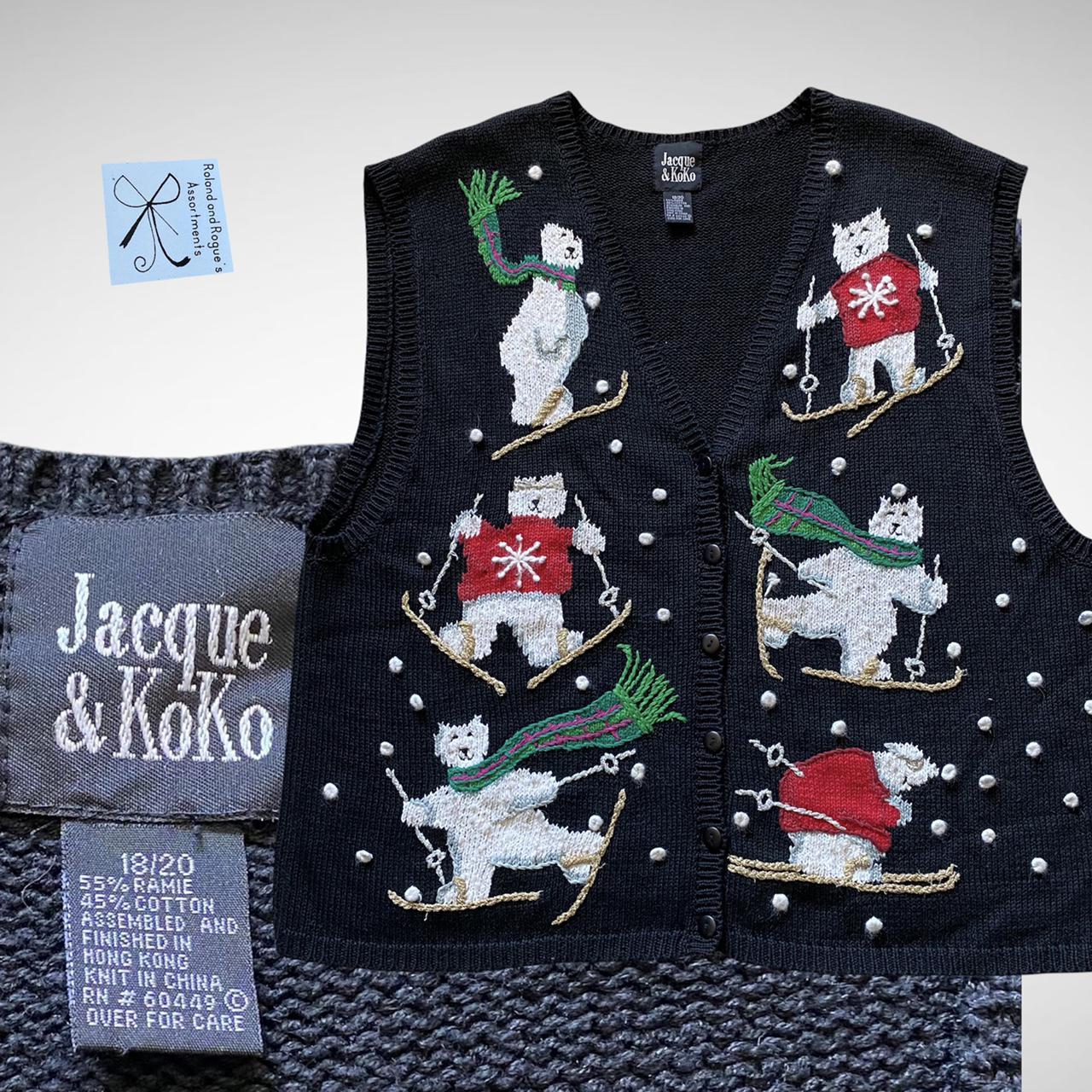 Jacque and Koko Polar Bear Christmas Sweater Vest Sz... Depop