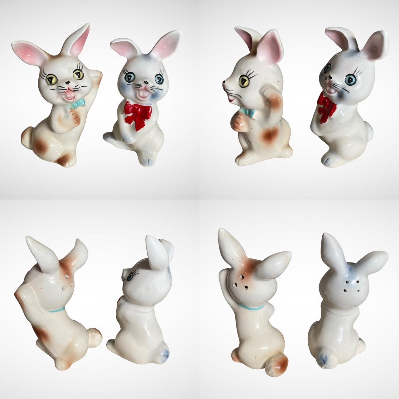 Kitschy Bunny Rabbit Bow Tie Salt and Pepper... Depop