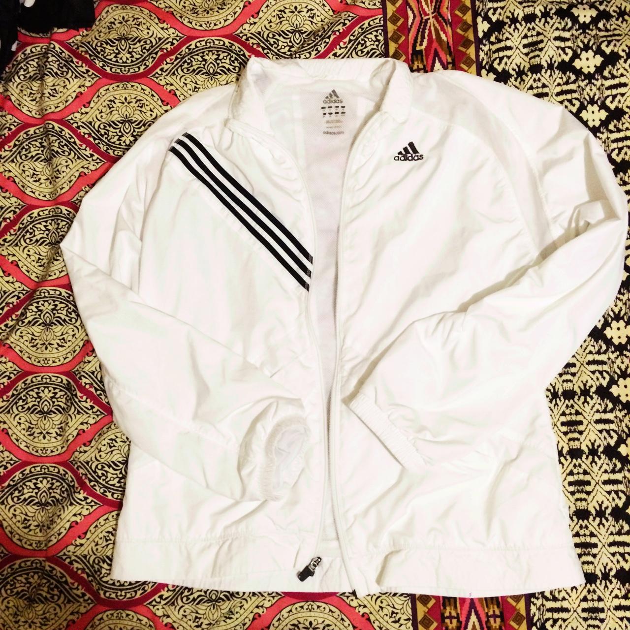 White adidas windbreaker. Super cute with some white... - Depop