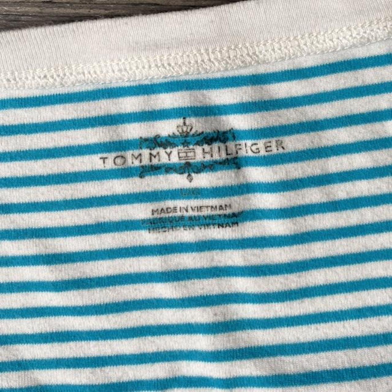 Tommy Hilfiger striped vneck T-shirt - Depop