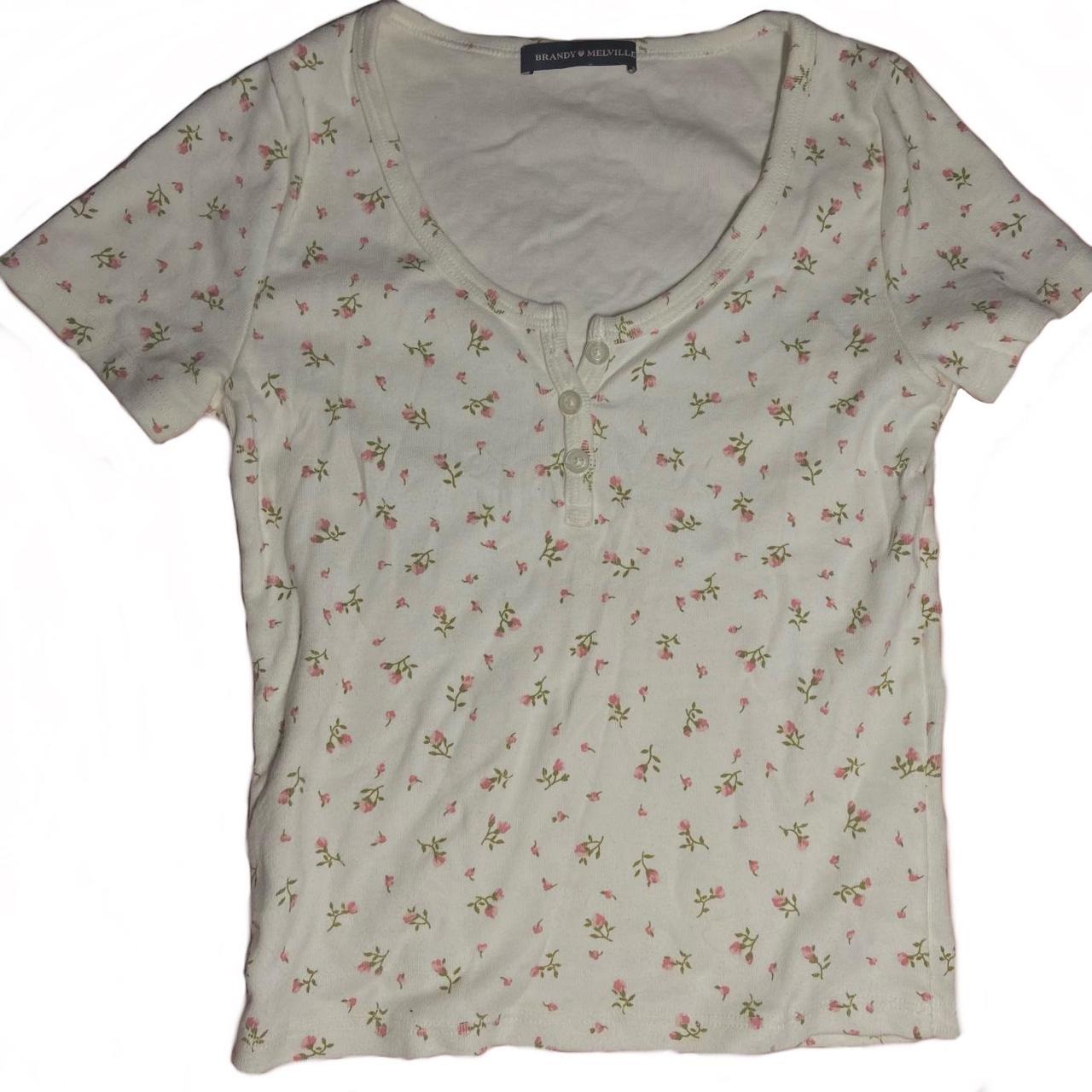 brandy melville floral zelly top one size, no... Depop