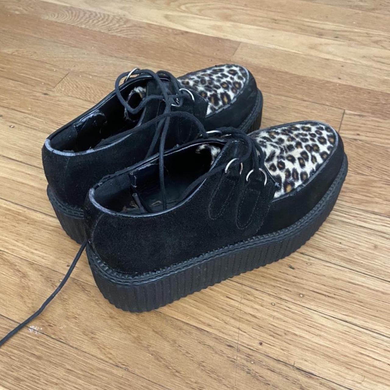 demonias fuzzy cheetah/leopard print creepers with... - Depop