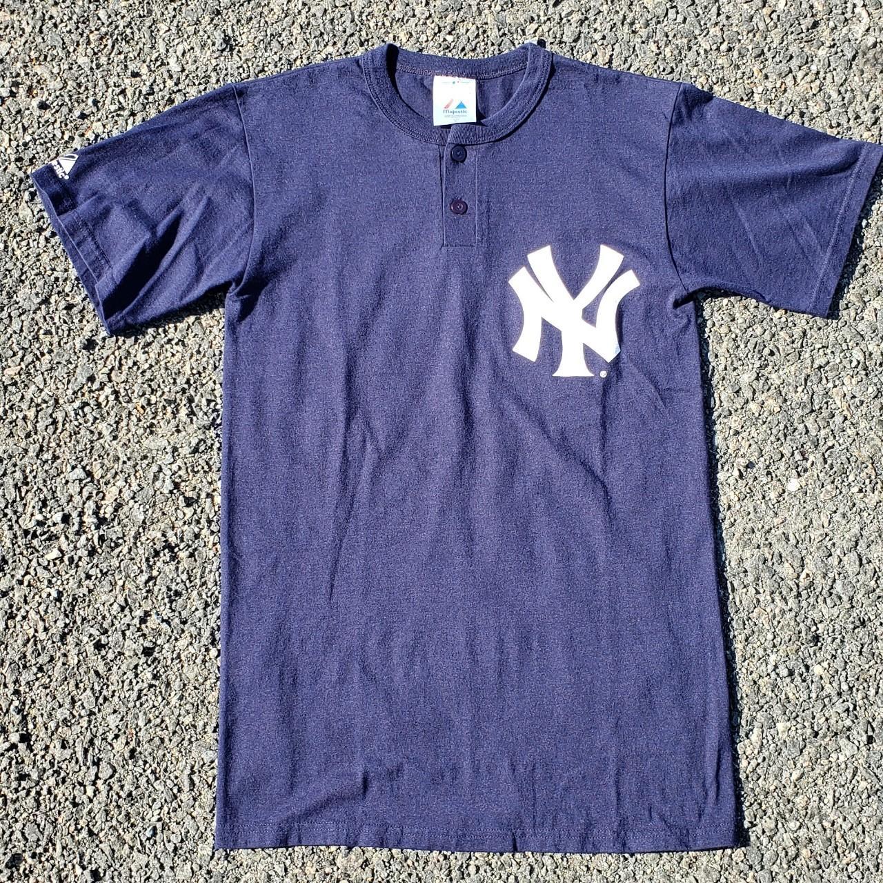 Vintage Majestic New York Yankees Henley Tee Cool - Depop