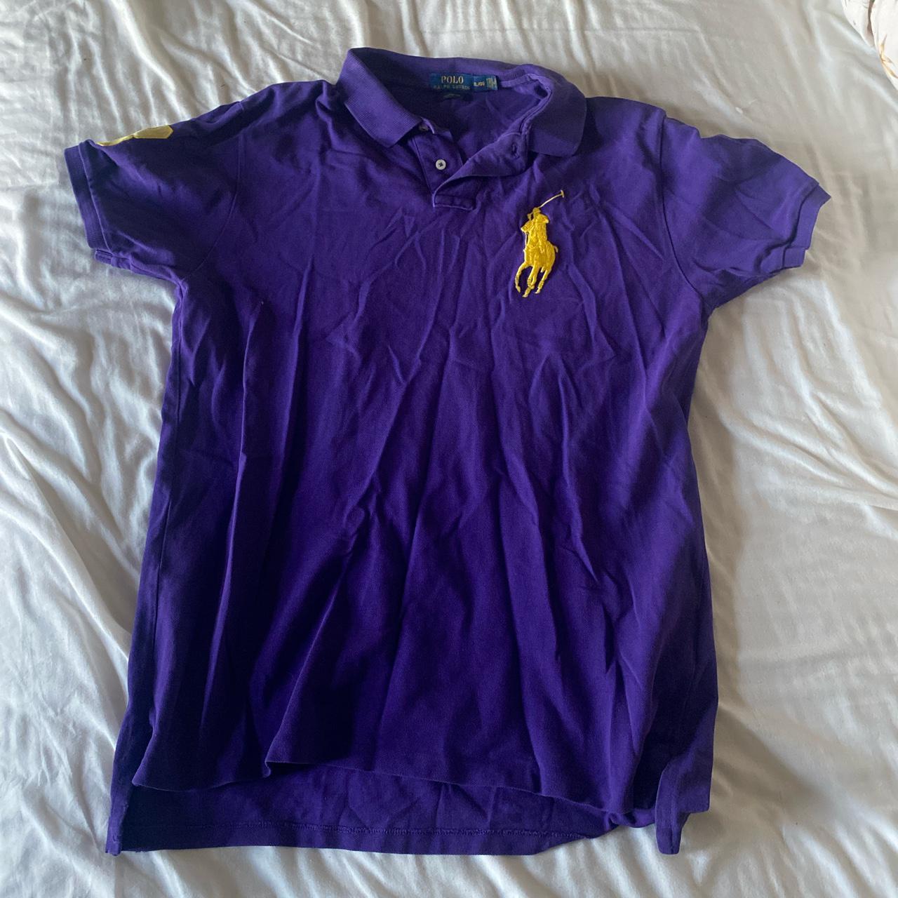 Polo Ralph Lauren Men's Purple and Yellow Polo-shirts | Depop