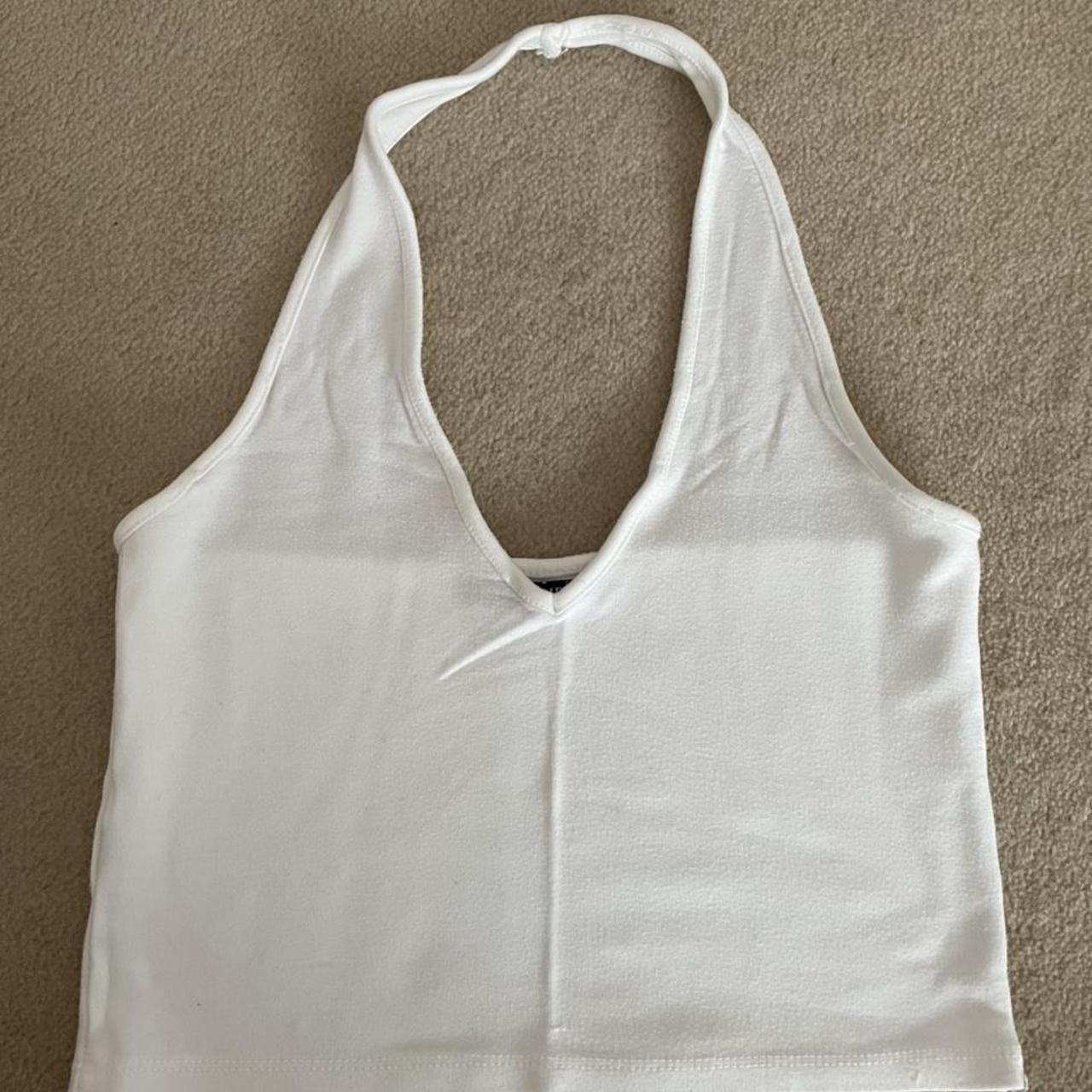 halter neck white Brandy Melville top - Depop