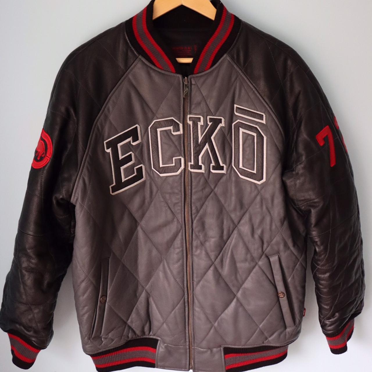 Retro Ecko Unlimited Leather Letterman reversible... Depop