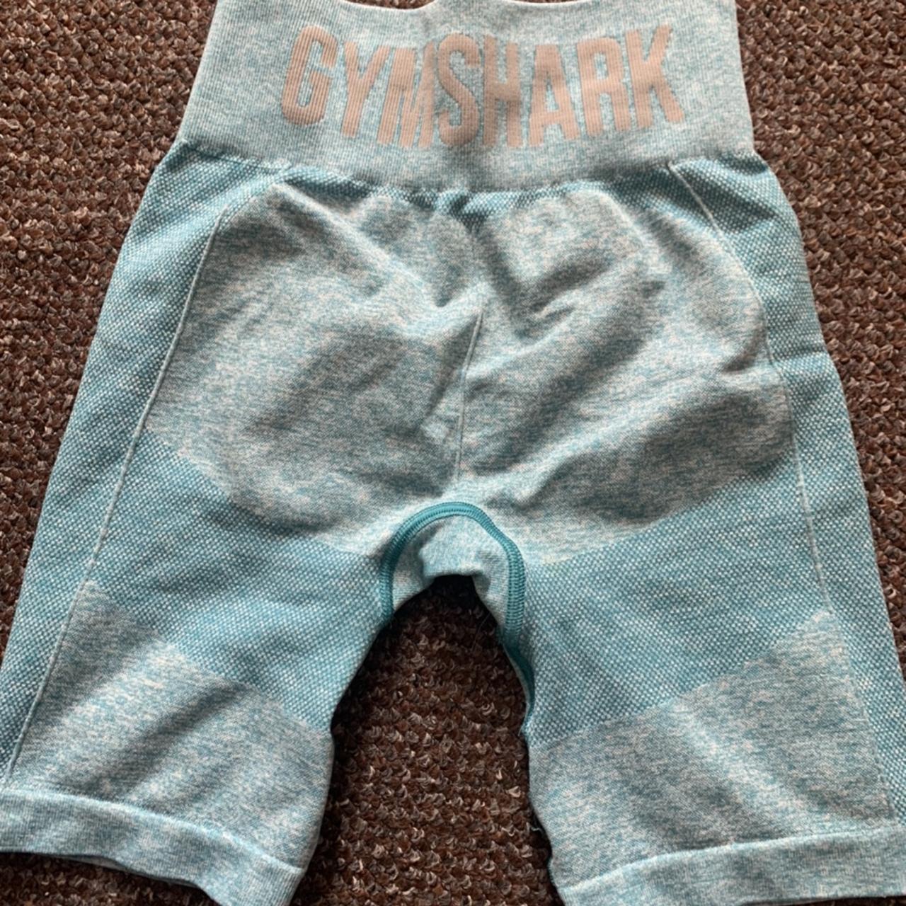 Gymshark Flex Shorts Women's Teal Grey Spell Out - Depop