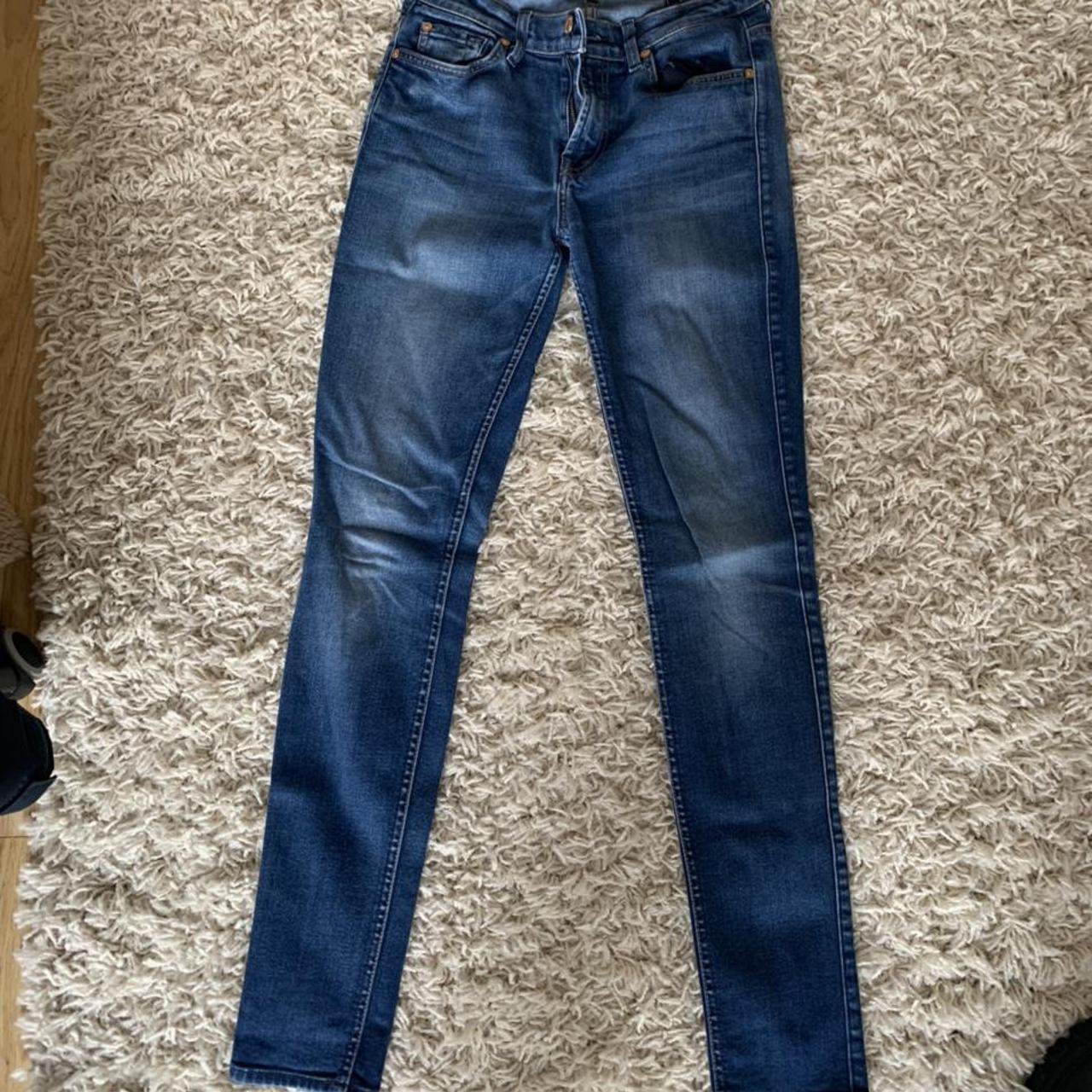 Low Rise Blue Skinny Denim Jeans by 7 for All... - Depop