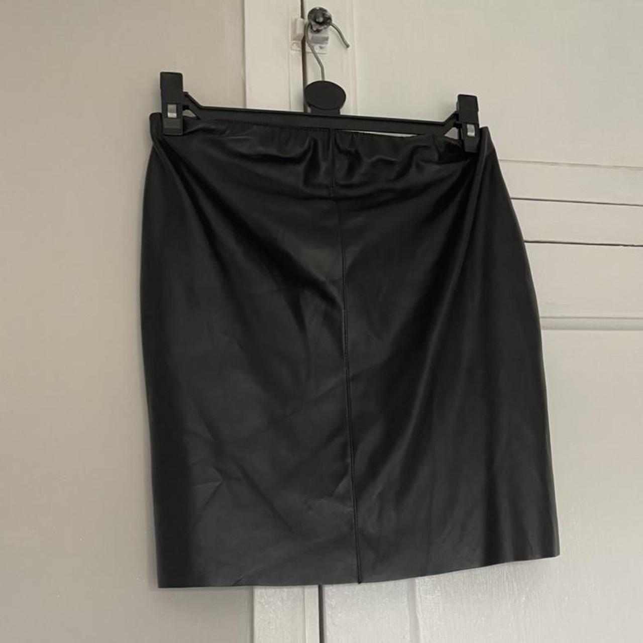 Black faux leather mini skirt - Depop