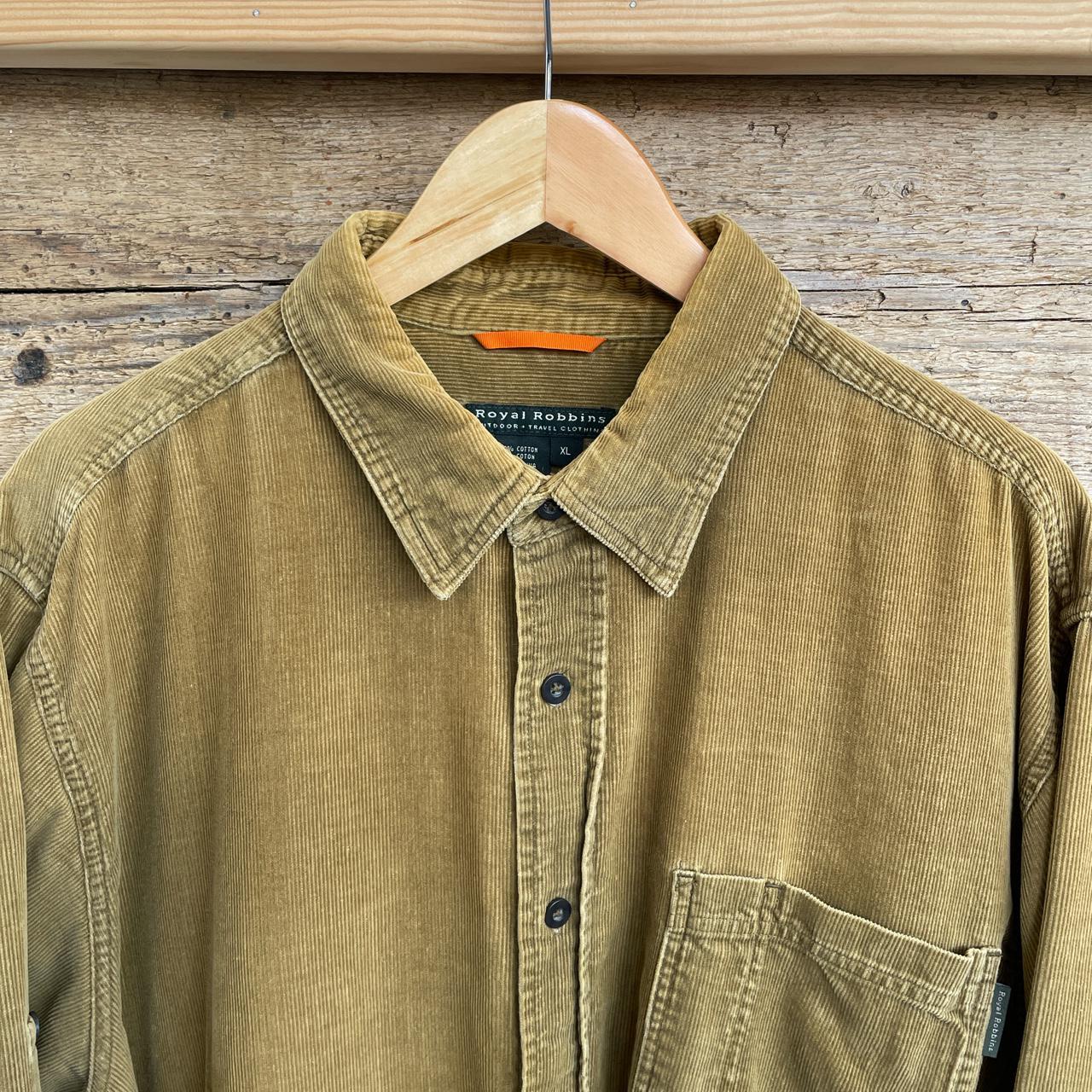 Vintage Corduroy Button Up Thick Shirt in Beige |... - Depop