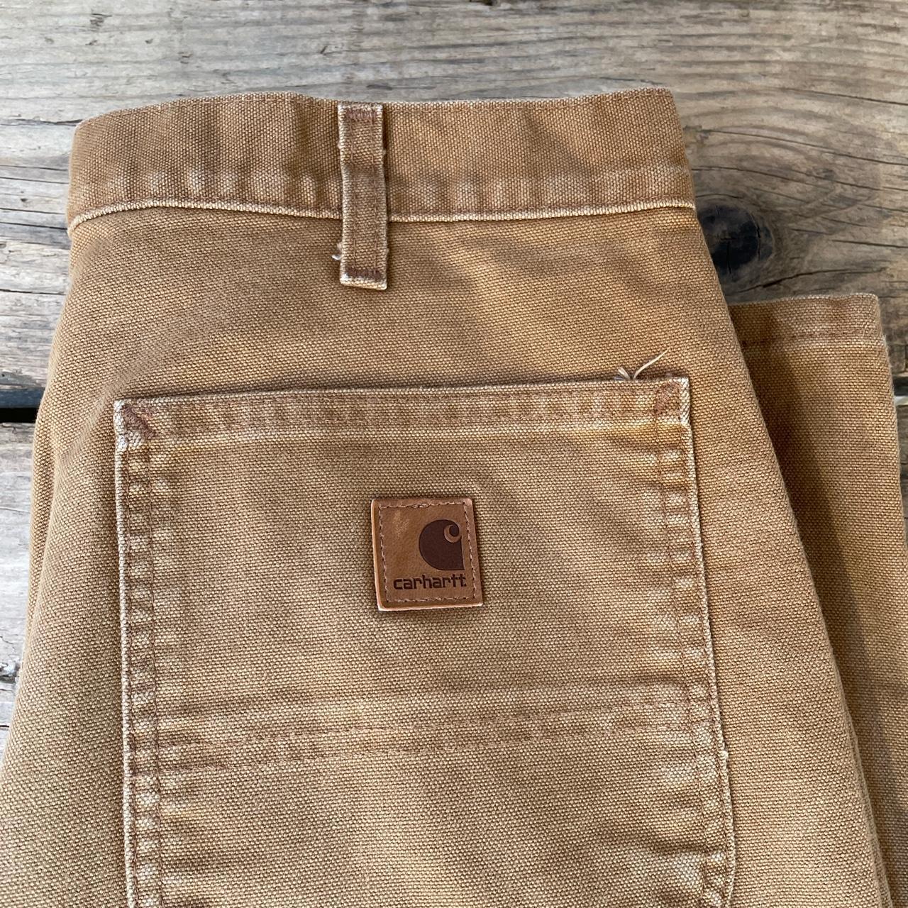 Vintage Carhartt Workwear Carpenter Jeans in Beige Depop