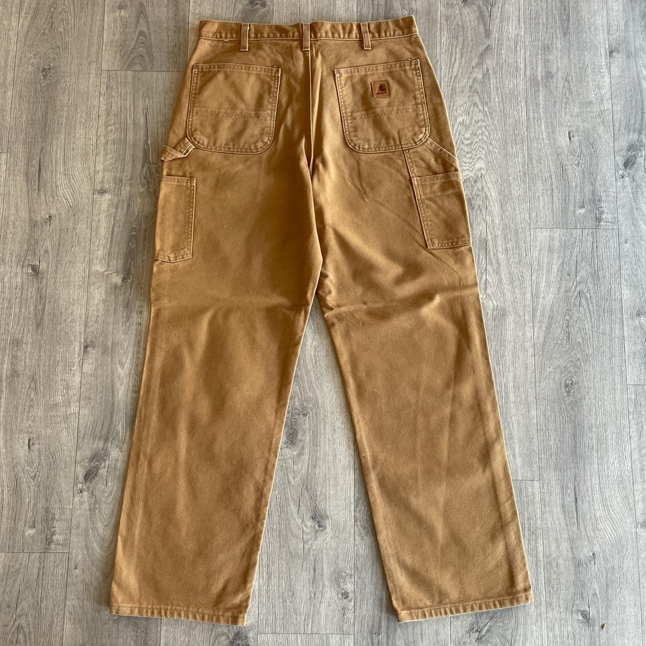 Vintage Carhartt Workwear Carpenter Jeans in Beige Depop