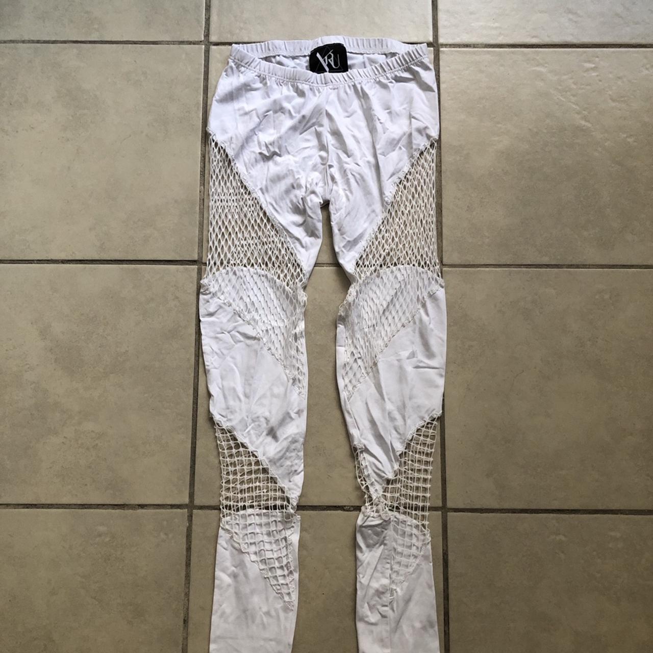 YRU white mesh leggings super stretchy low... - Depop