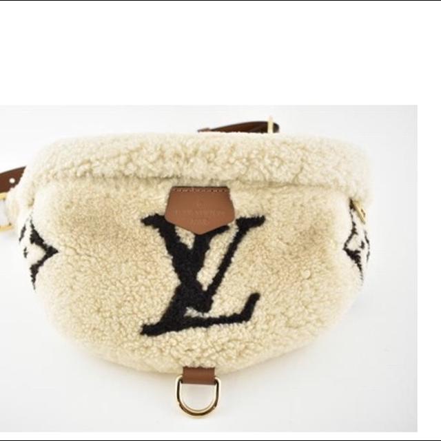 LOUIS VUITTON Monogram Teddy Bum Bag Waist Bag Fur Beige M55425 LV