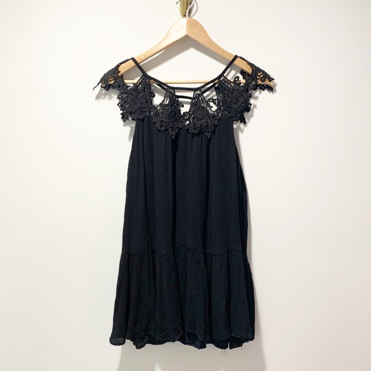 Remarkable Black Sheer Lace Short Sleeve Mini Dress
