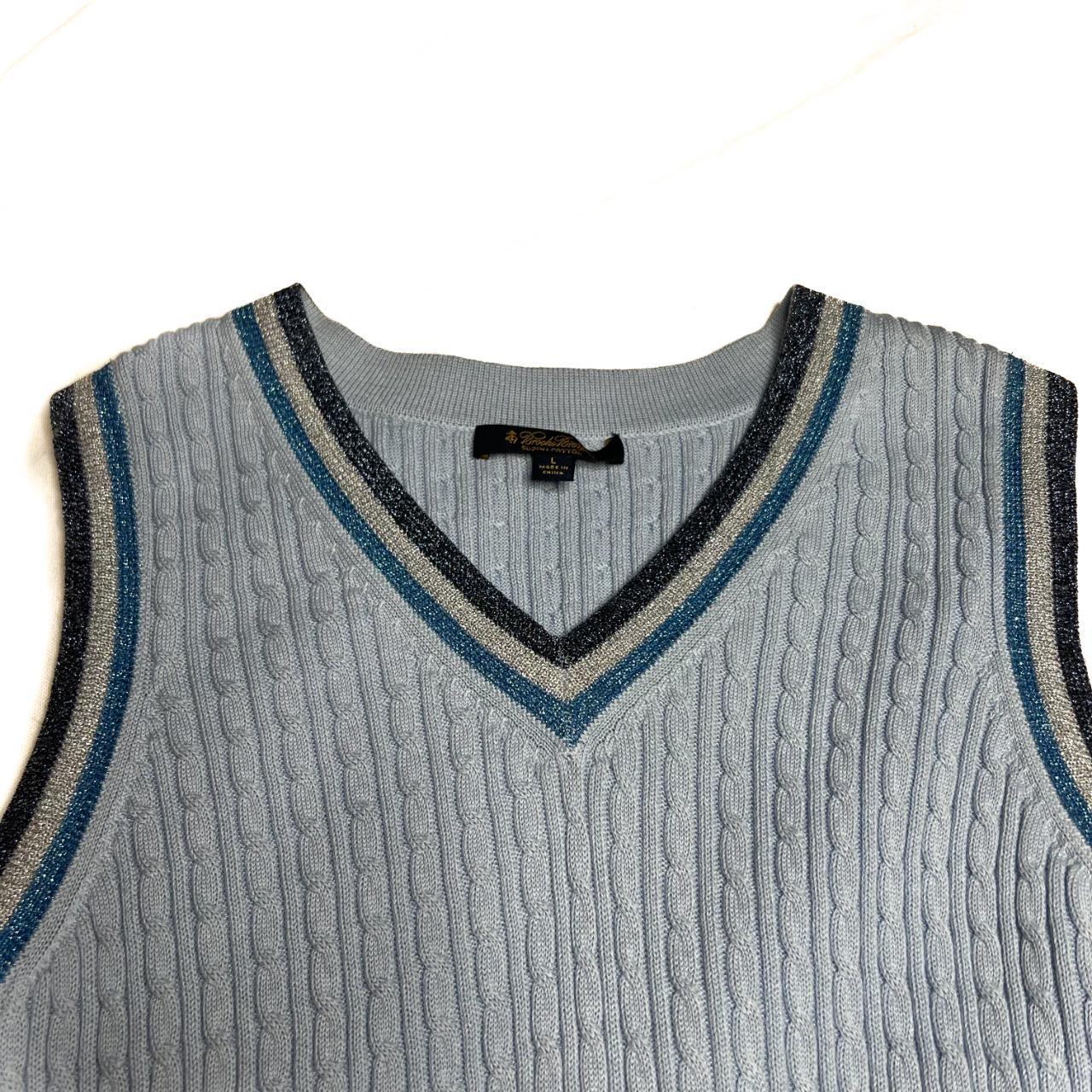 Retro Blue Sweater Vest Light blue knit sweater... Depop