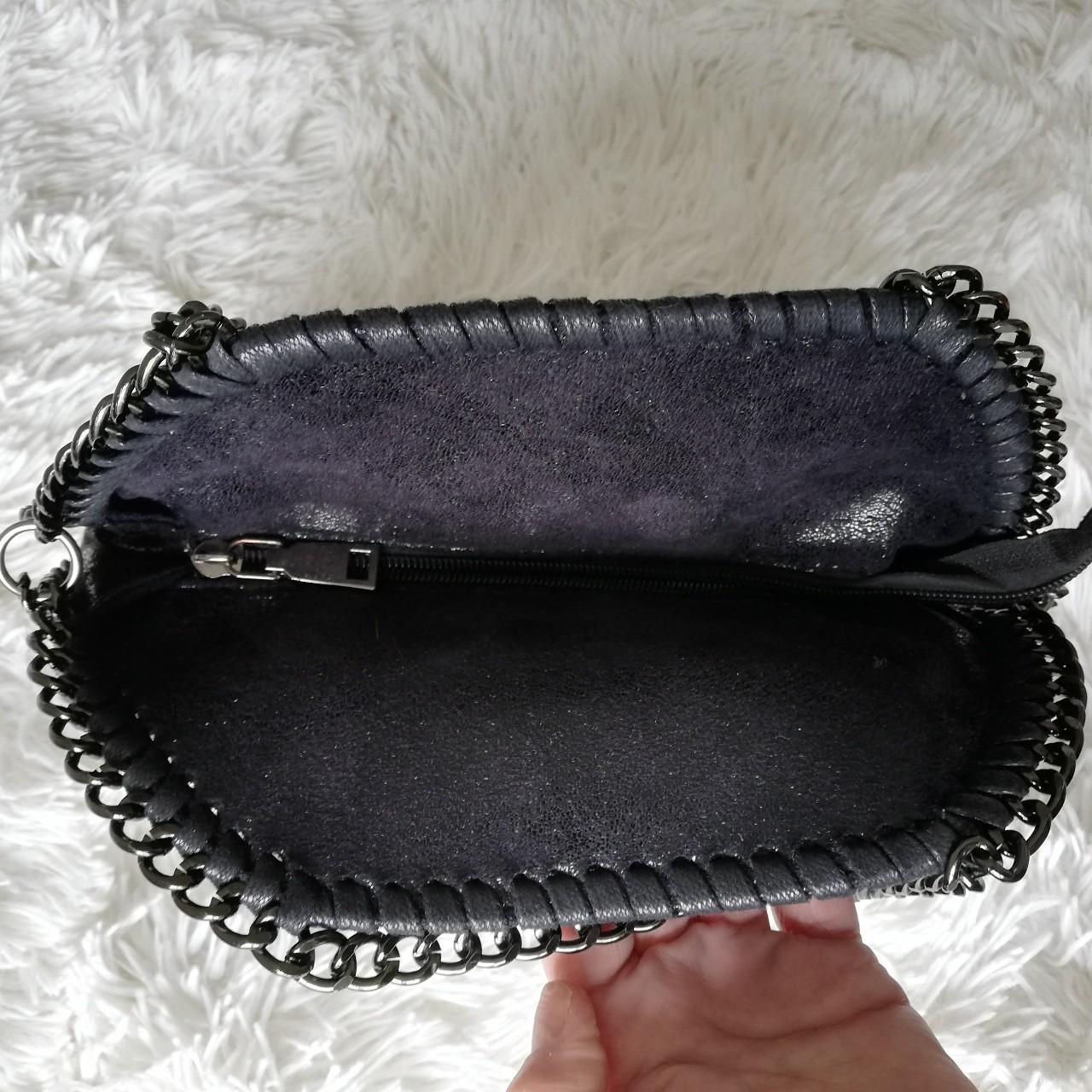 BLACK FAUX SUEDE BAG WITH CHAIN HANDLES.... - Depop