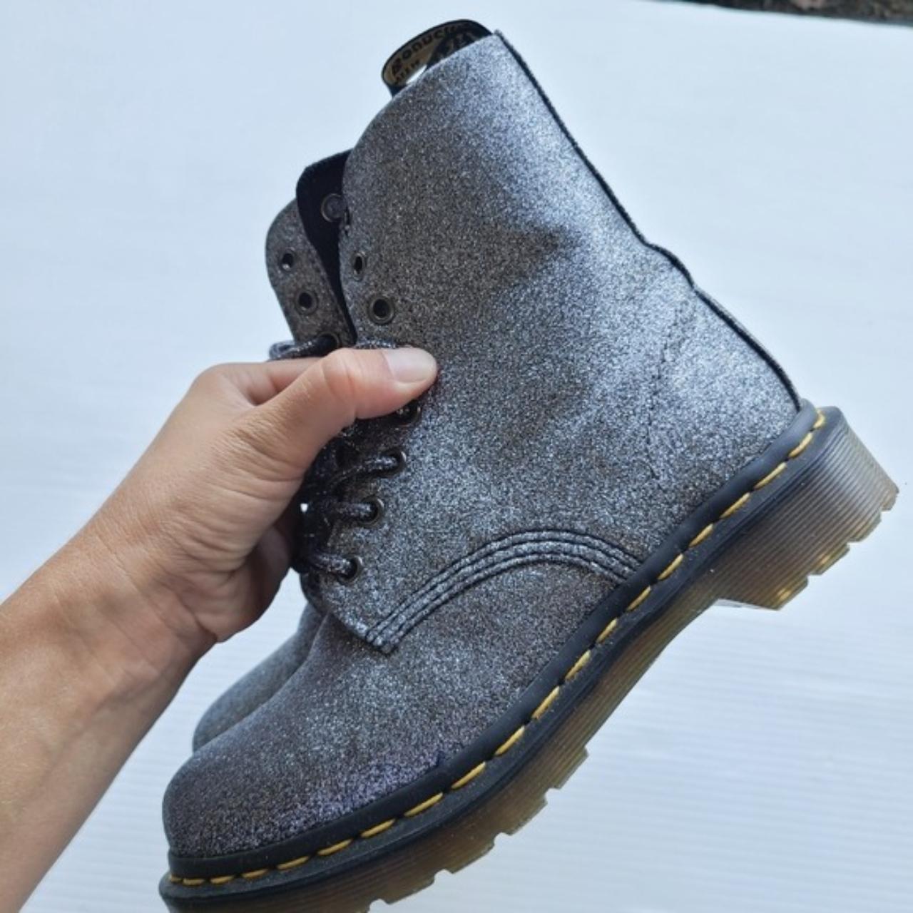 Pewter glitter best sale doc martens