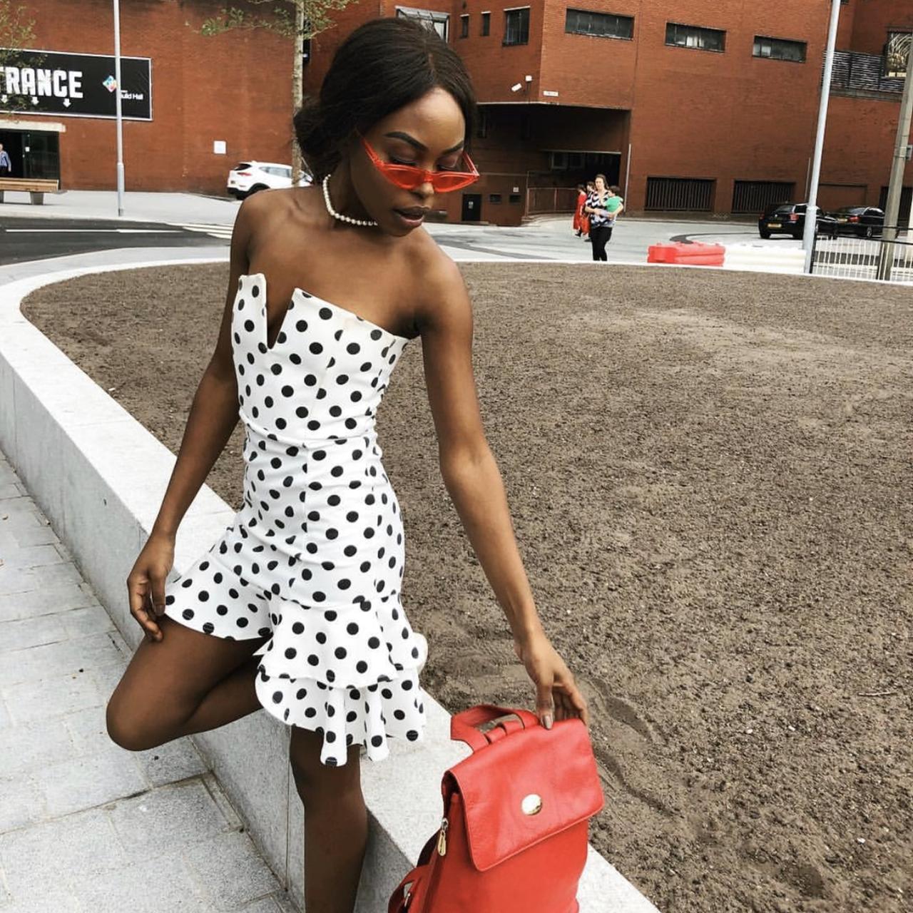 polka dot tube dress