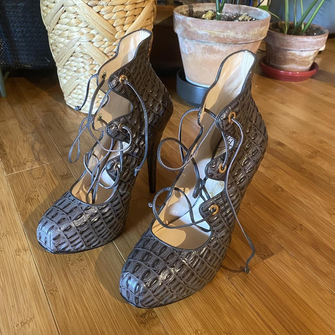 Vivienne Westwood Lace-up Croc Heels Size 38, pure... - Depop