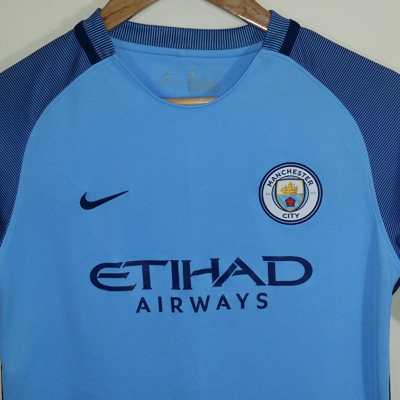 LIGHT BLUE NIKE MANCHESTER CITY HOME FOOTBALL SHIRT... - Depop