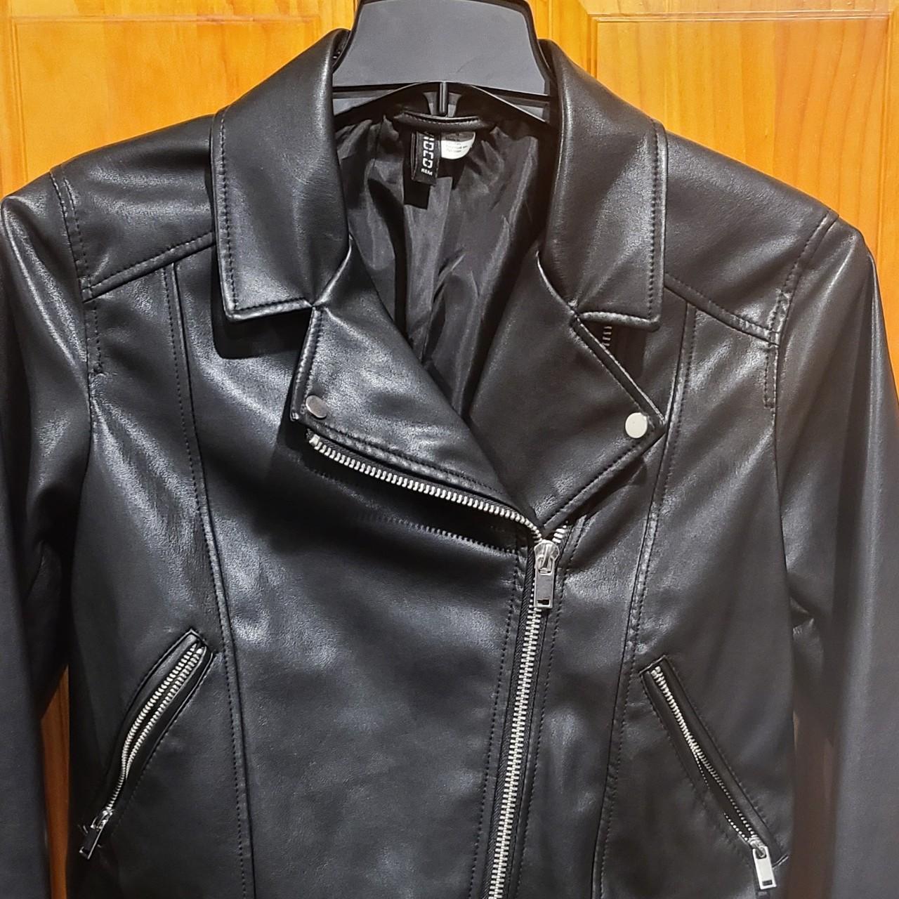 Black H&M leather jacket. Size 12 Depop