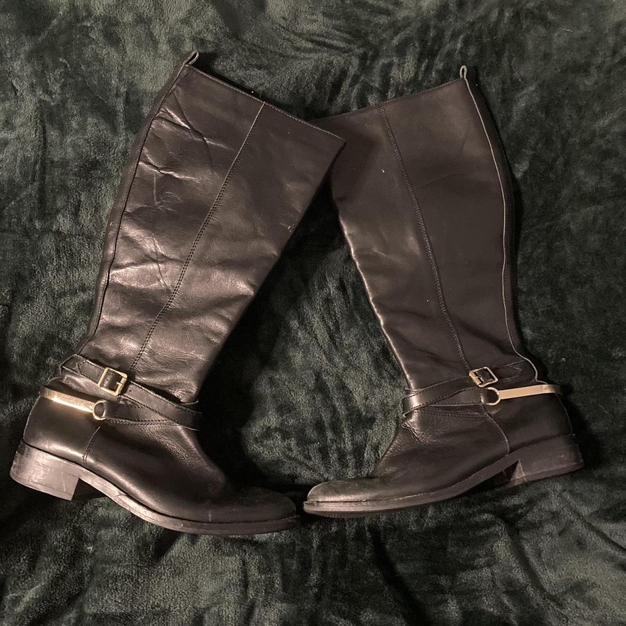 Women's Black and Gold Boots | Depop