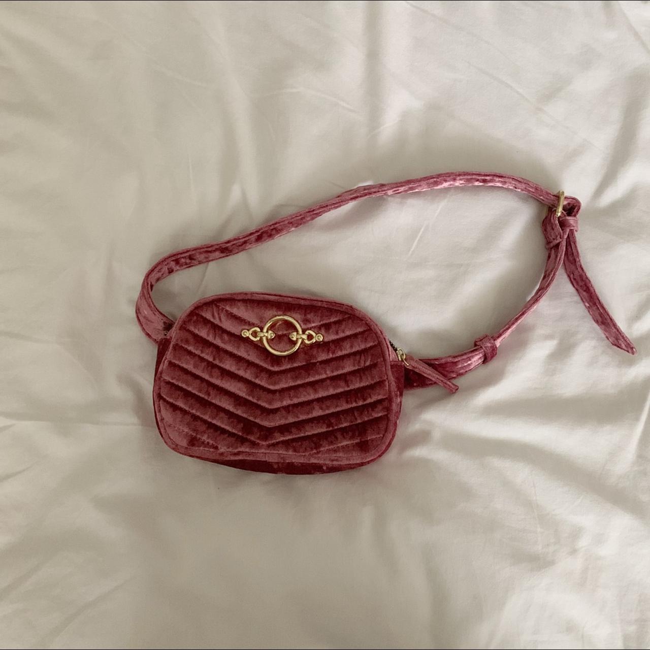 Pink velvet topshop belt bum bag. Can easily fit Depop