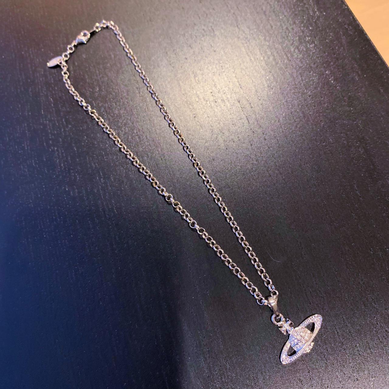 Vivienne Westwood Silver Saturn Necklace - Depop