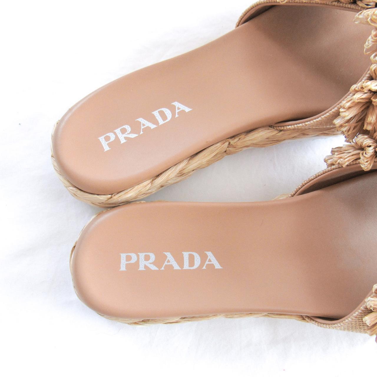 prada floral raffia slide sandals