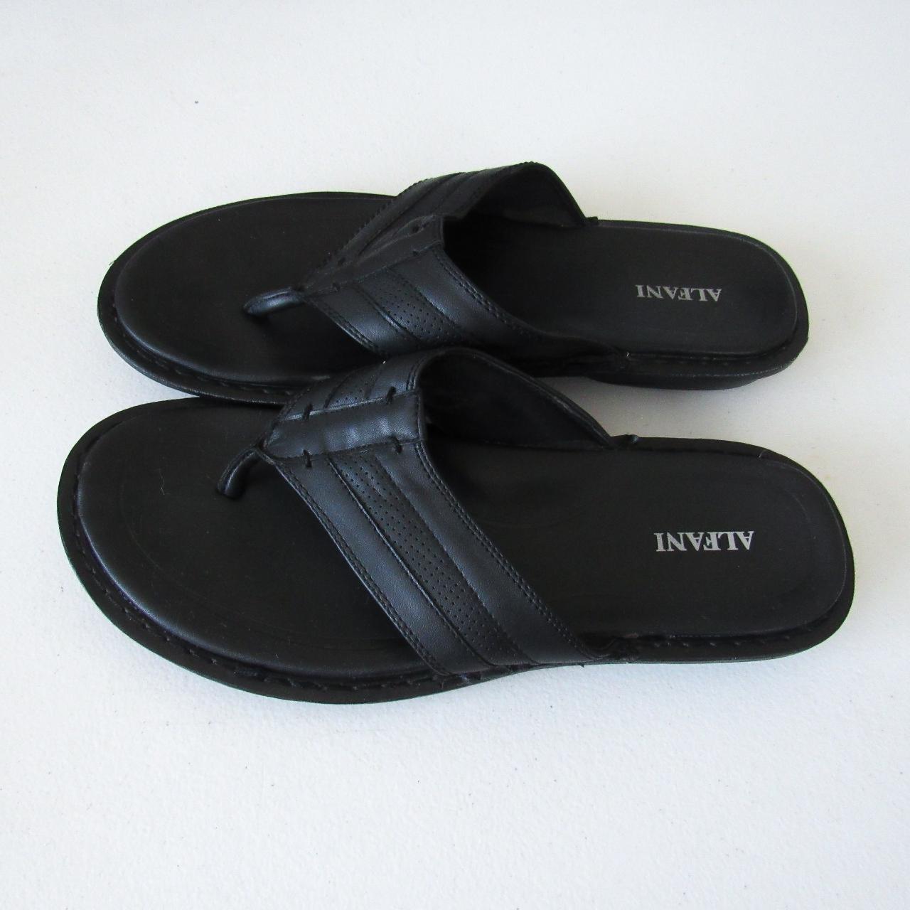 ALFANI Black Vegan Leather Thong Sandals Size Men s Depop