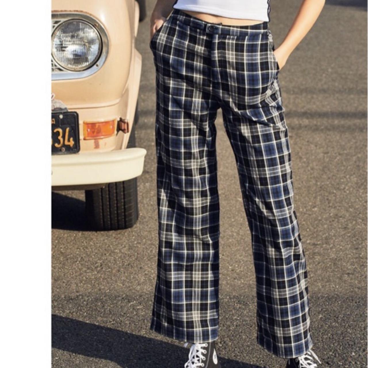 Brandy Melville pants Plaid patterned pants. Loose - Depop