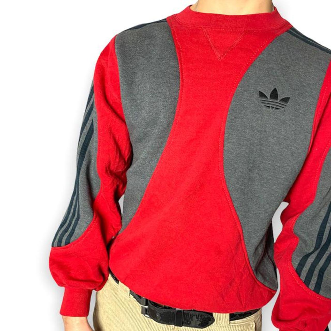 Adidas Men's Red and Grey Sweatshirt (2)