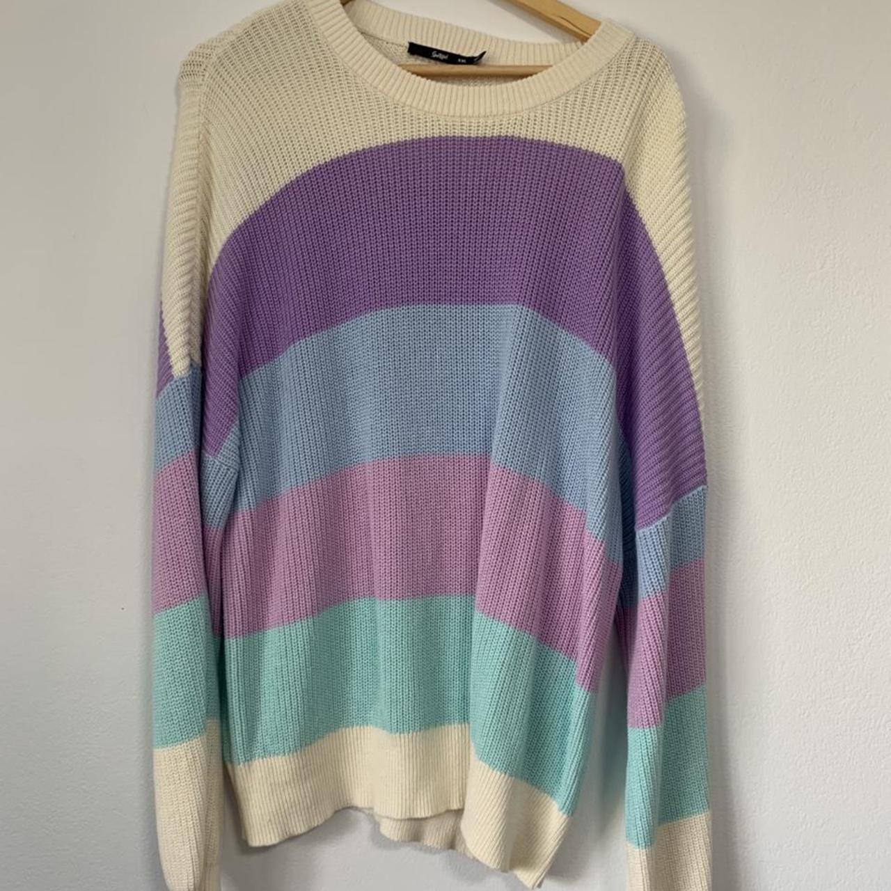 Sports girl pastel stripe jumper! This cute pastel... - Depop