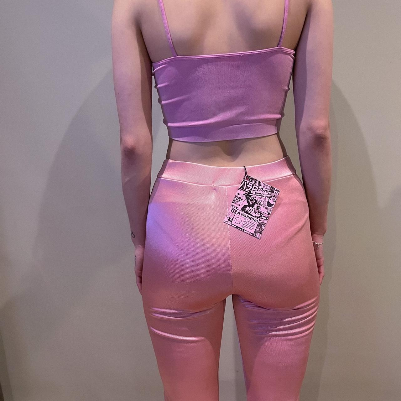 dolls kill pink metallic pants size 8 free with any... - Depop