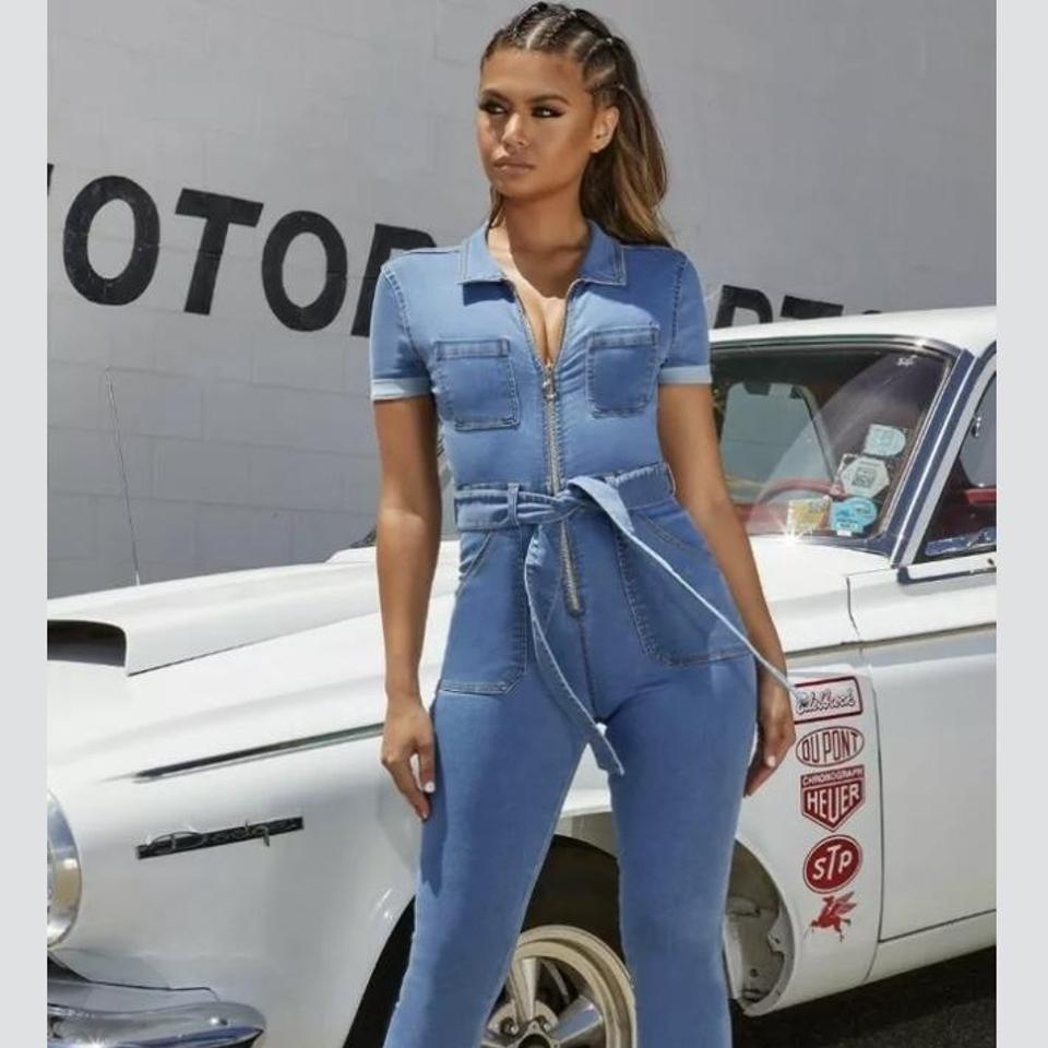 oh polly denim jumpsuit