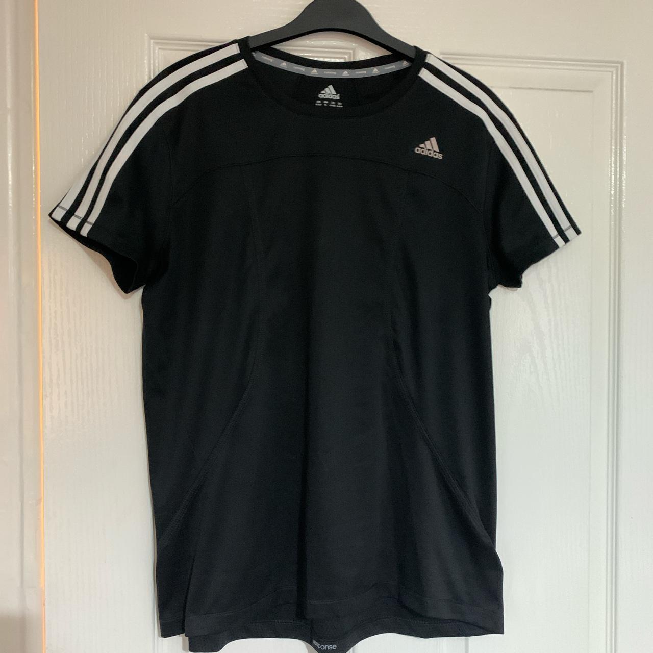 Adidas Women's Black and White T-shirt | Depop