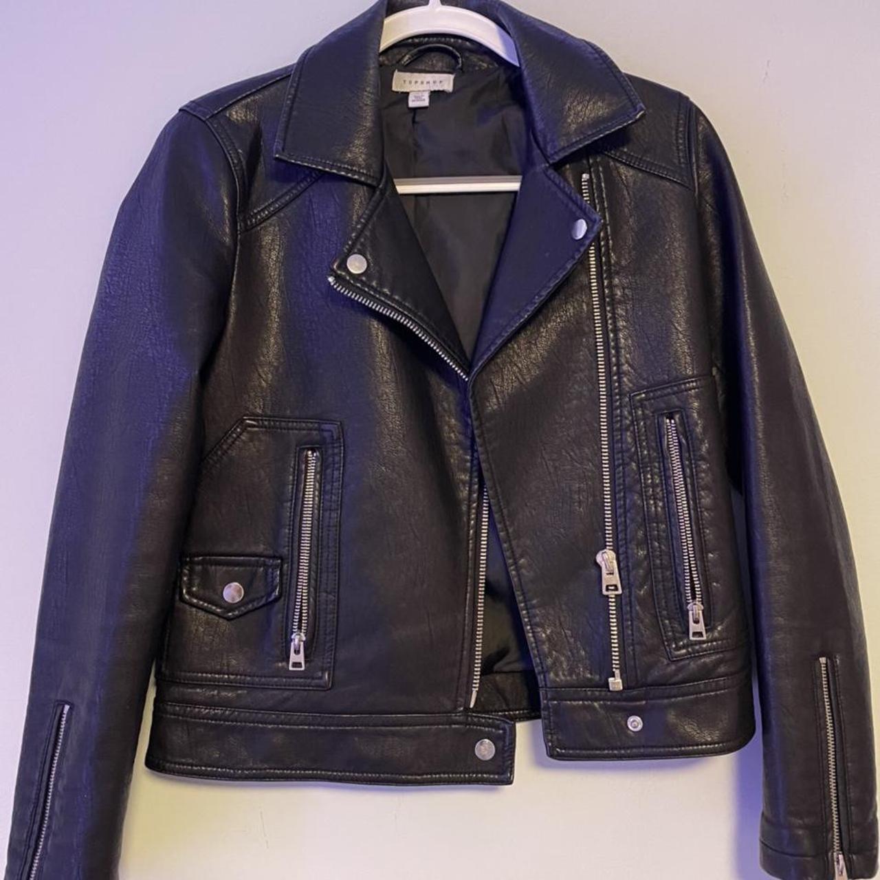 faux leather moto jacket. Worn a few times... Depop