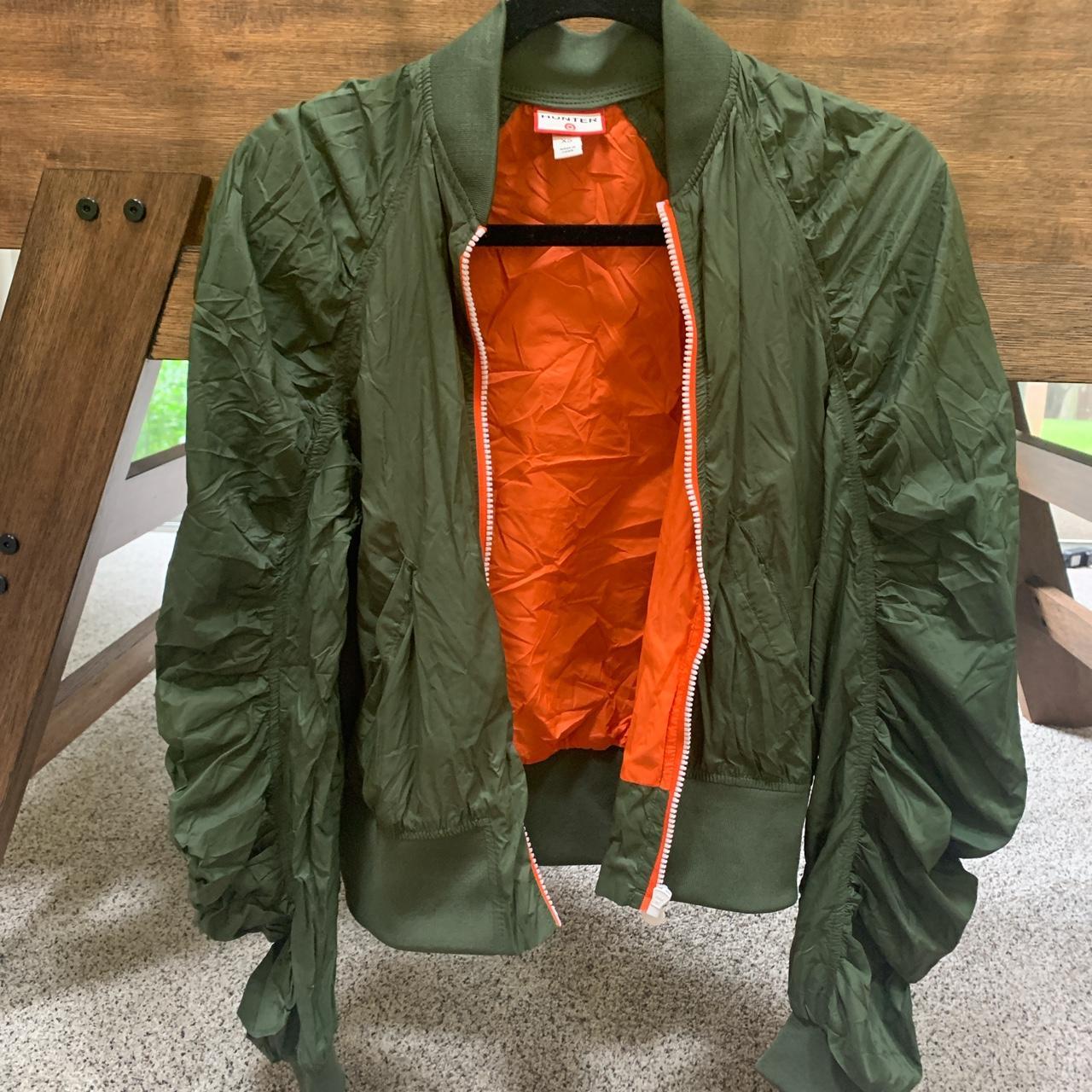 Hunter Women's Orange and Green Jacket Depop