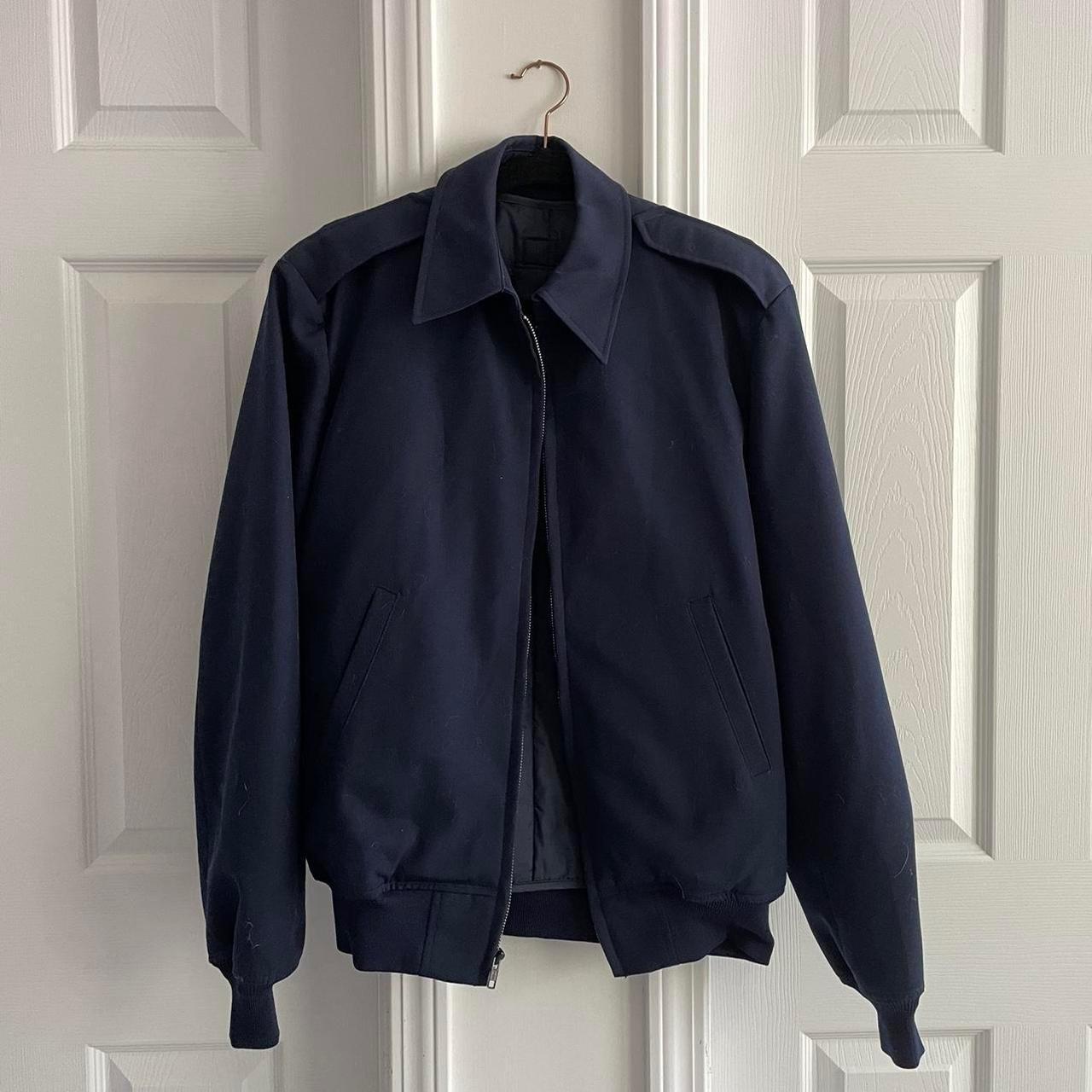 No brand 2000s Men's Navy Military Jacket Size on... Depop