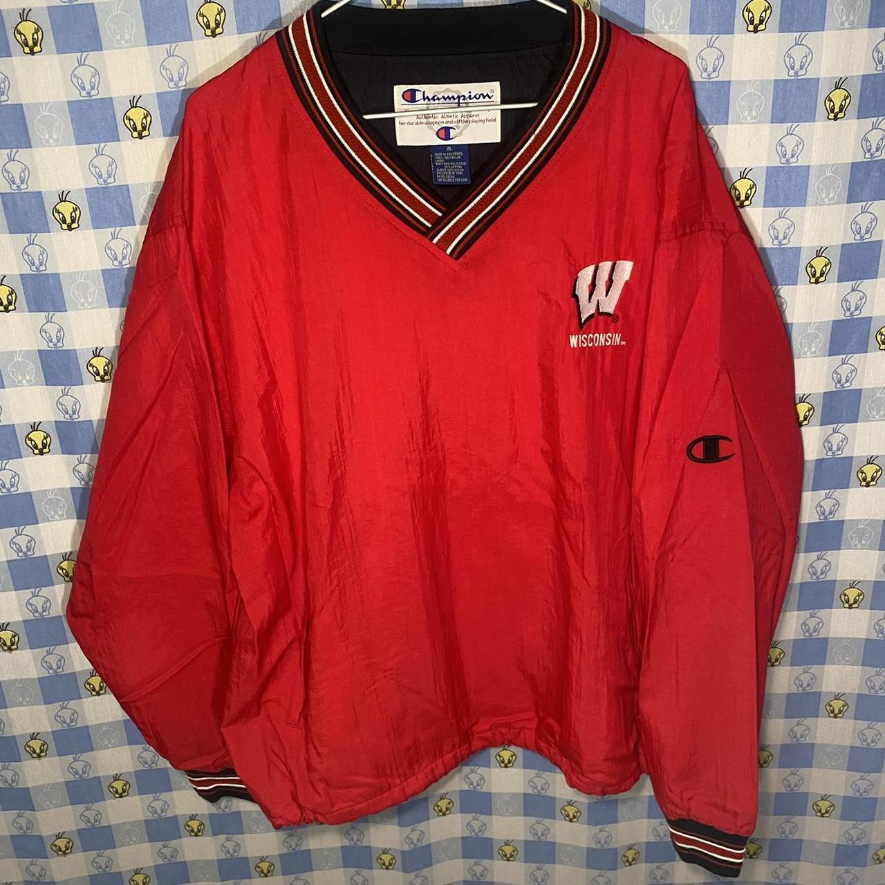 Vintage Champion V-Neck Pullover Windbreaker Jacket Men's S~Black