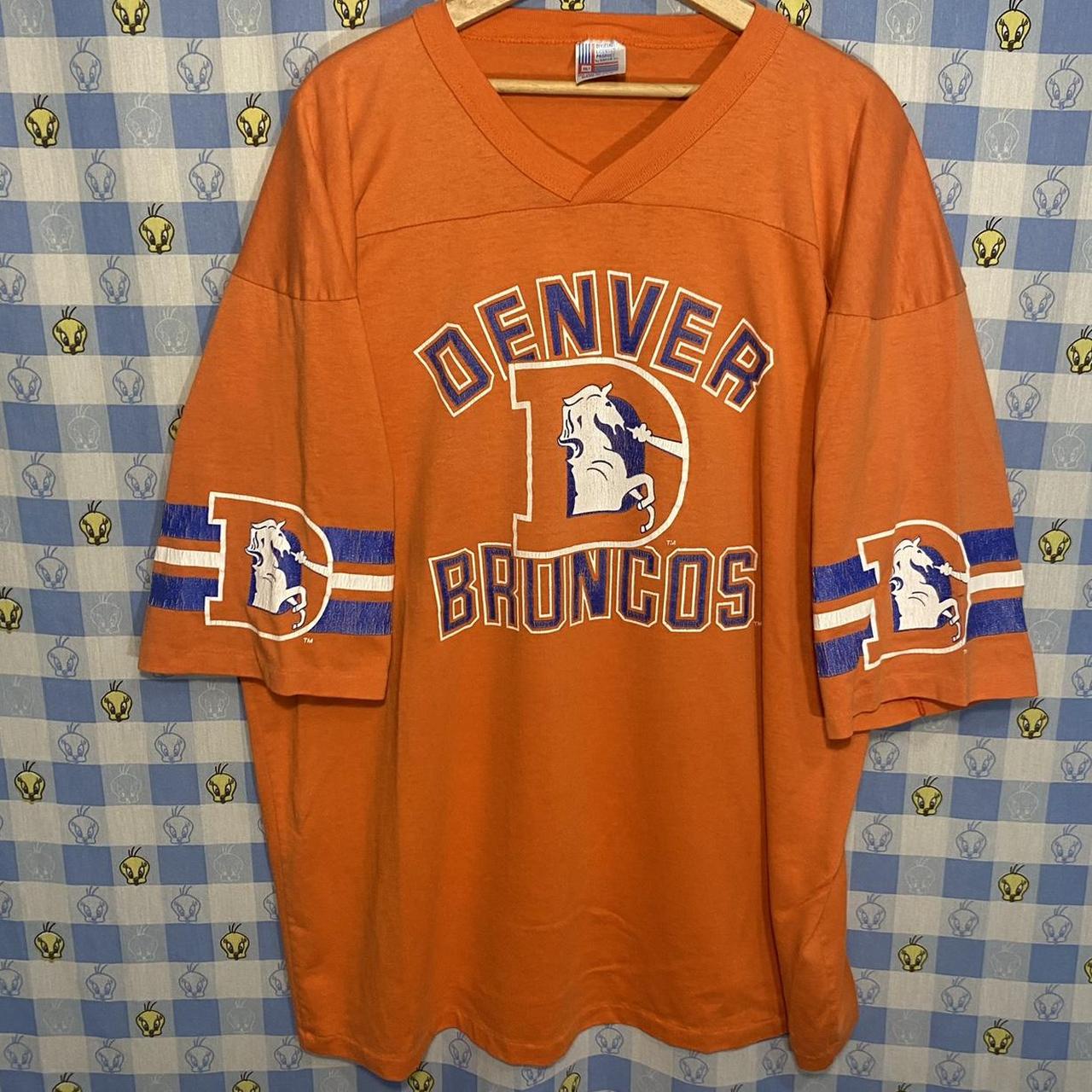 1980s Denver Broncos T-Shirt Sick Orange Old School - Depop