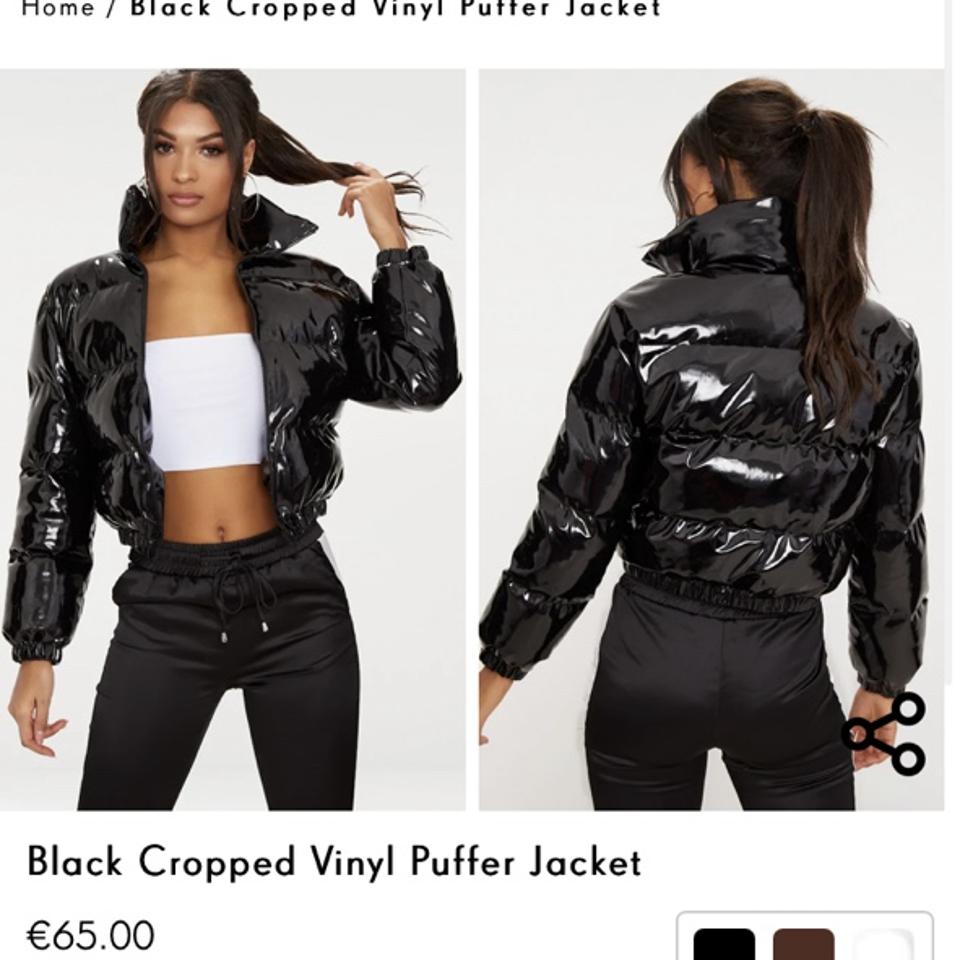 Black cropped vinyl jacket best sale